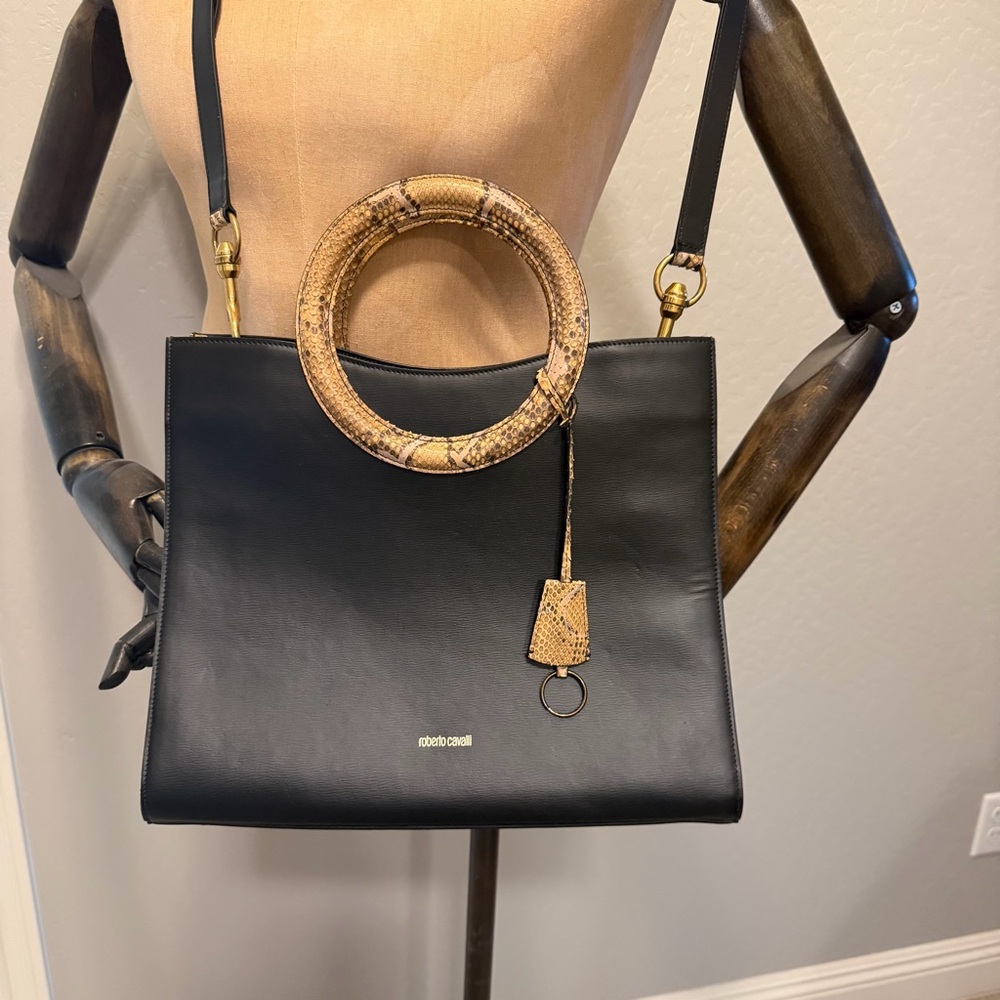 Roberto Cavalli Black And Brown Python Snake - image 1